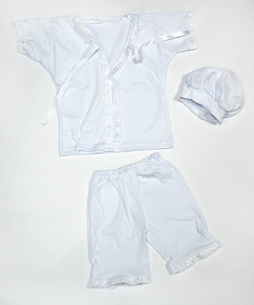 Крестильный набор для мальчика "Таинство" распашонка, штаны и шапочка